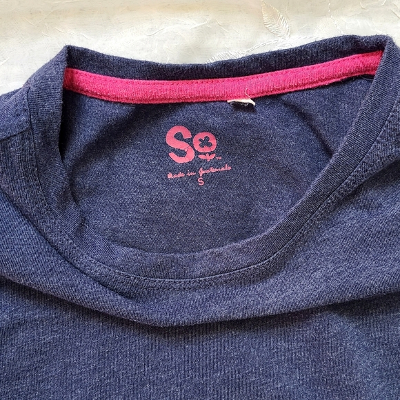 SO Vintage Y2K Navy Blue Fitted Short Sleeve T-Shirt With Cap Sleeves For Women - Picture 4 of 7